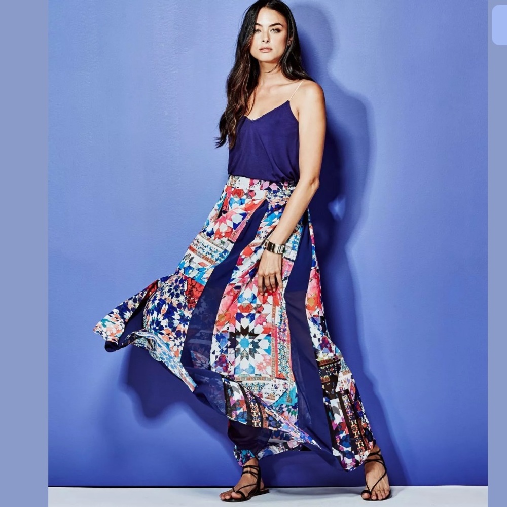 New Guess Marciano Kaleidoscope Maxi Chiffon Skirt